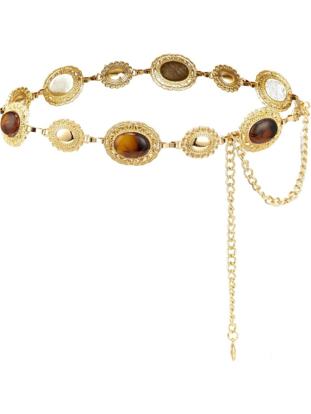 Stylish Green Glass Diamond Chain Belt - Metal Women's Western Dress Accessory